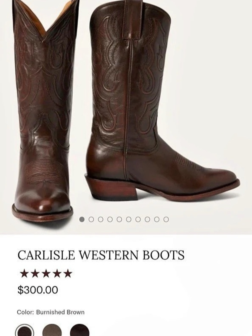 Stetson Carlisle Western Boots Brown Men’s US 10.5